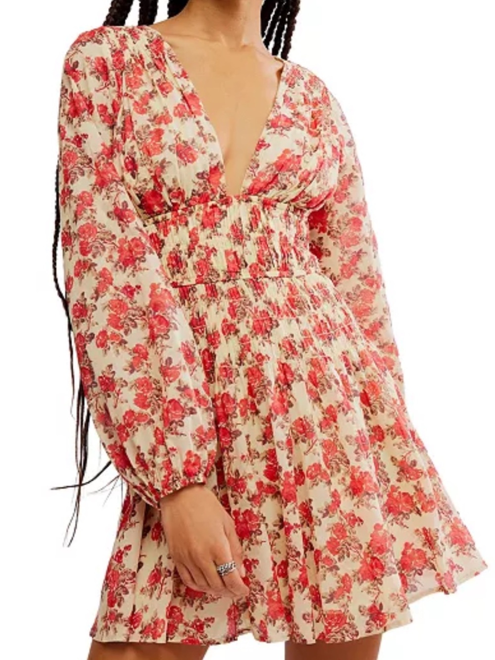 Free People Keep You Smocked Mini Dress fall floral small